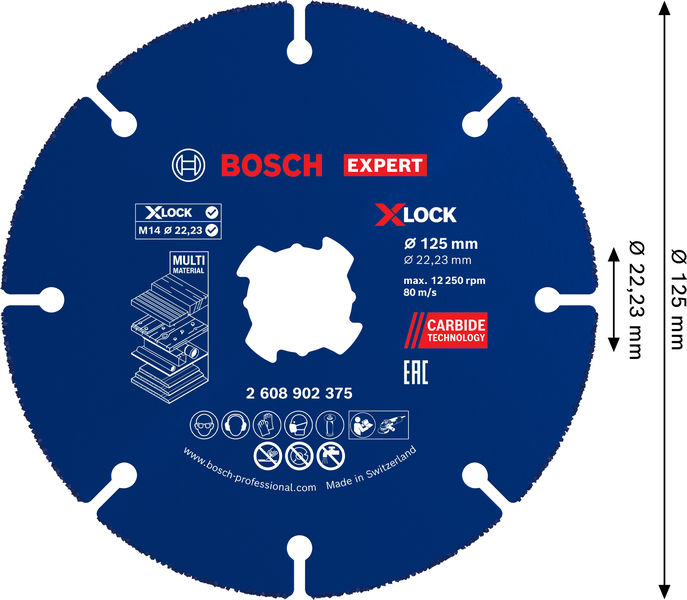 BOSCH EXPERT Multi Material Carbide-Trennscheibe, 125 x 1.6 x 22,23 mm, X-Lock