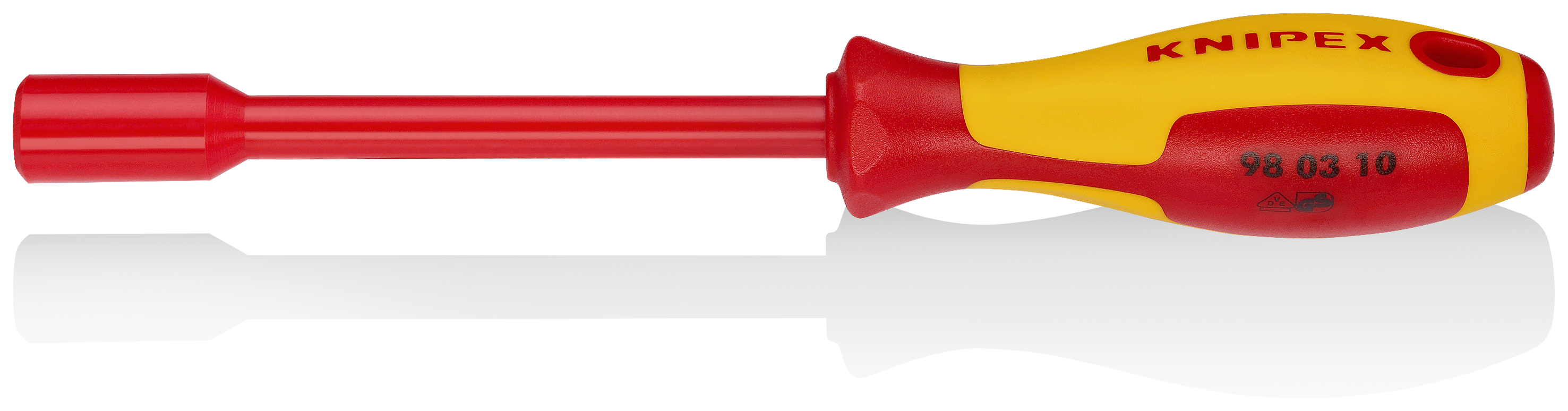 KNIPEX KNIPEX 98 03 10 Steckschlüssel mit Schraubendreher-Griff 237 mm brüniert isoliert mit Mehrkomponenten-Hüllen, VDE-geprüft