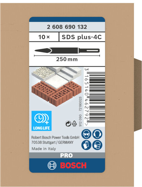 BOSCH PRO SDS plus-4C Spitzmeißel-Set, 250 mm, 10-tlg. BOSCH PRO SDS plus-4C Spitzmeißel-Set, 250 mm, 10-tlg.