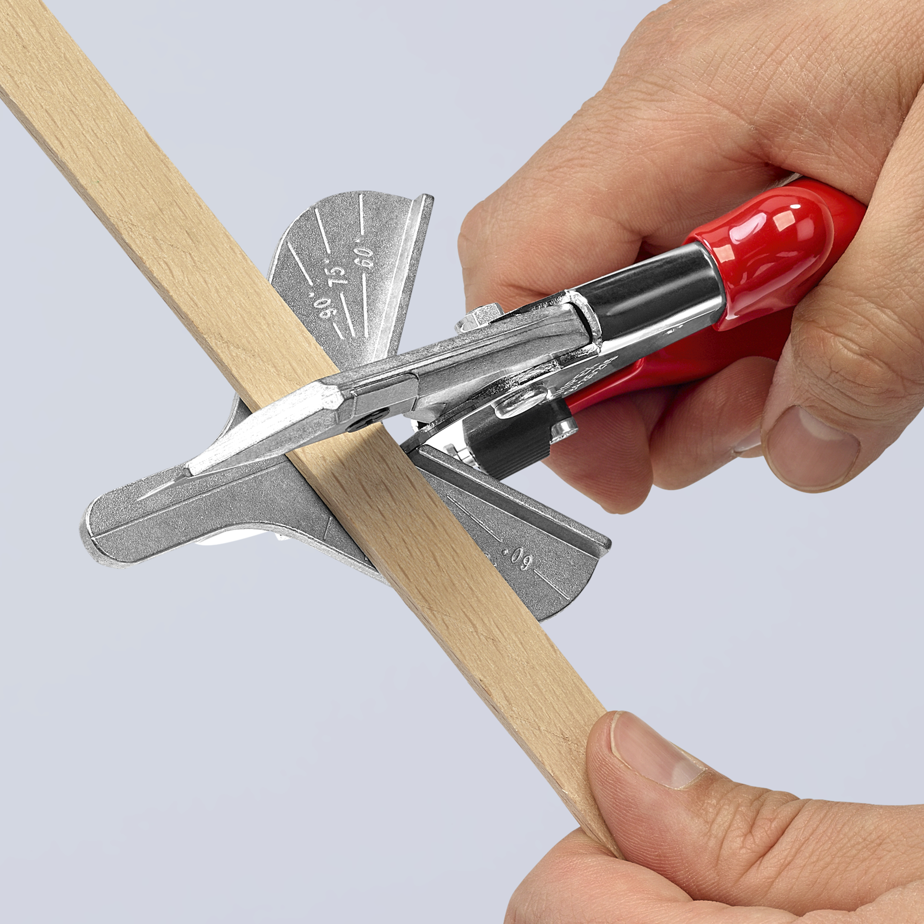 KNIPEX Gehrungsschere für Kunststoff- und Gummiprofile 215 mm verchromt mit Kunststoff-Hüllen KNIPEX Gehrungsschere für Kunststoff- und Gummiprofile 215 mm verchromt mit Kunststoff-Hüllen