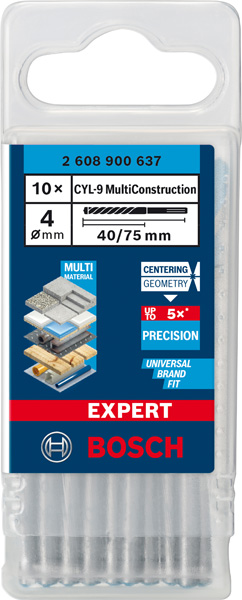 BOSCH EXPERT CLY-9 Multi Construction Bohrer-Set, 4x40x75 mm, 10-tlg. BOSCH EXPERT CLY-9 Multi Construction Bohrer-Set, 4x40x75 mm, 10-tlg.