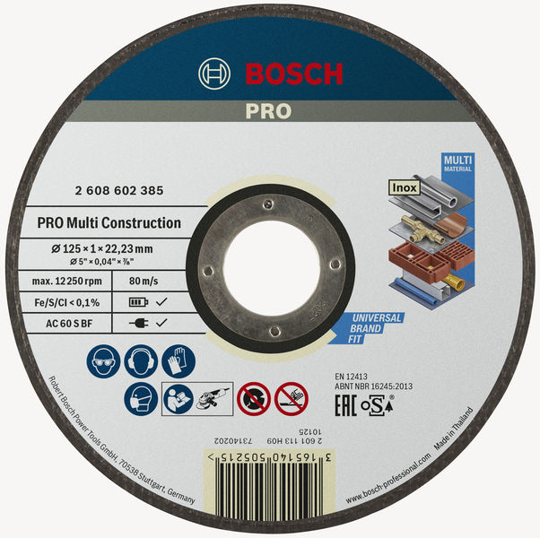 BOSCH PRO Multi Material Trennscheibe, 125 x 1 x 22,23 mm BOSCH PRO Multi Material Trennscheibe, 125 x 1 x 22,23 mm