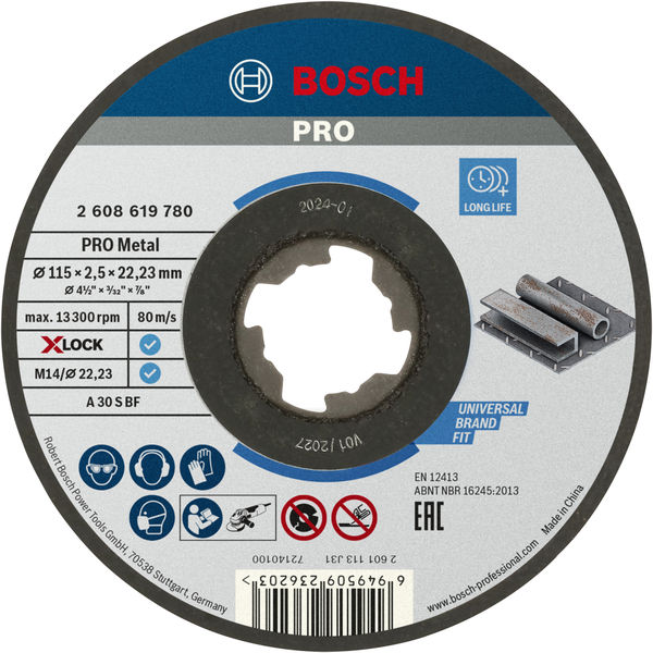 BOSCH PRO Metal X-Lock Trennscheibe, 115 x 2.5 x 22.23 mm, gerade