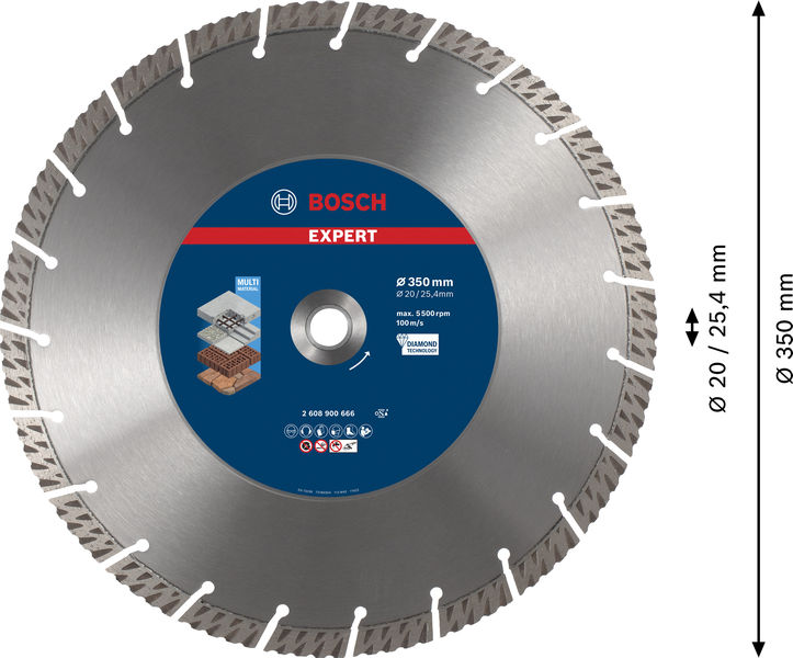 BOSCH EXPERT Multi Material Diamanttrennscheibe, 350x20/25,40 mm