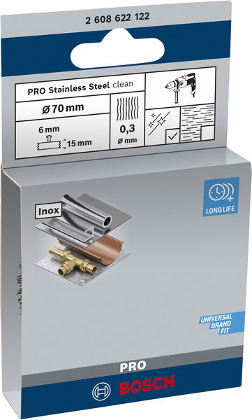 BOSCH PRO Stainless Steel clean Scheibenbürste, gerader Schaft, 70 x 0,3 mm