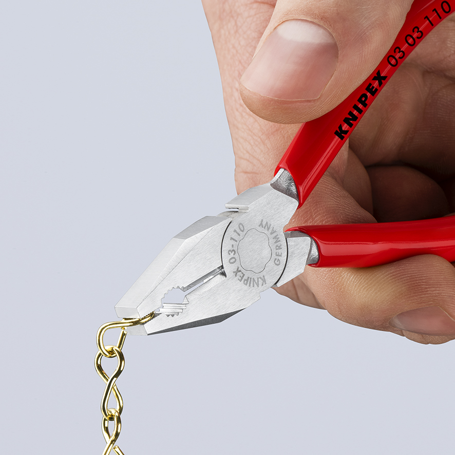 KNIPEX KNIPEX 03 03 110 Mini-Kombizange 110 mm verchromt mit Kunststoff überzogen KNIPEX KNIPEX 03 03 110 Mini-Kombizange 110 mm verchromt mit Kunststoff überzogen