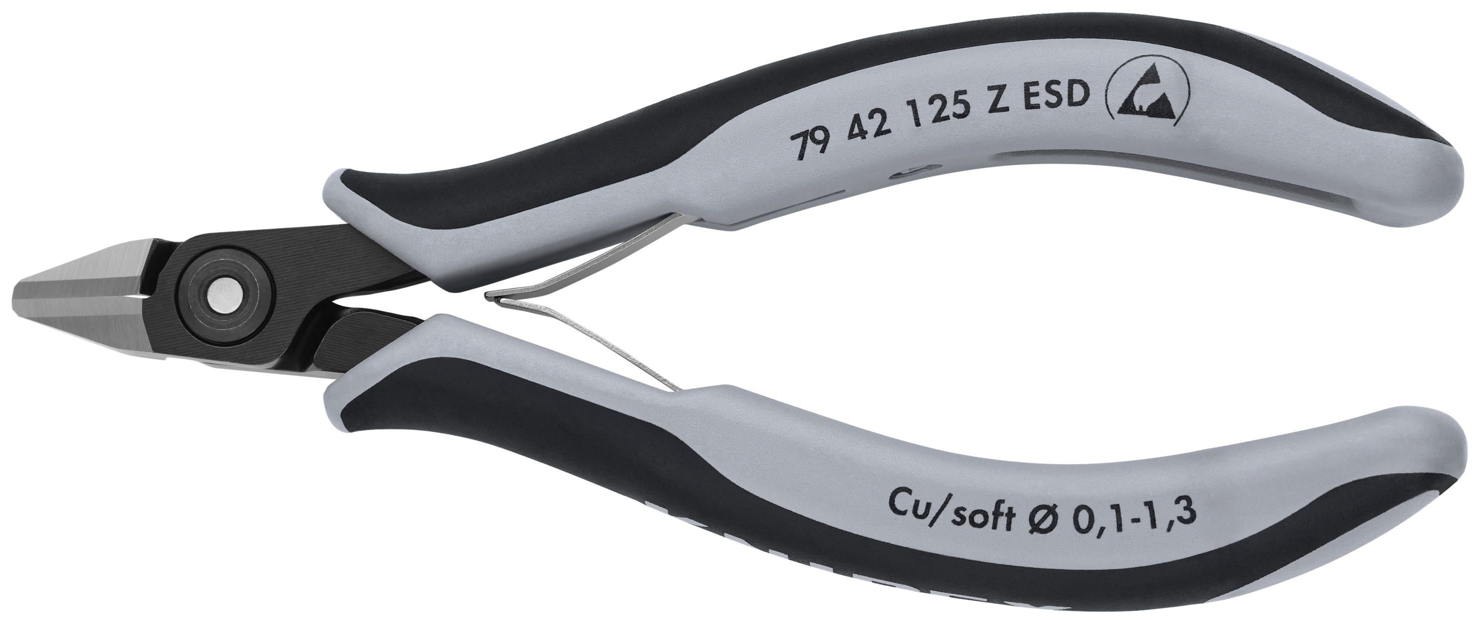 KNIPEX KNIPEX 79 42 125 Z ESD Präzisions-Elektronik-Seitenschneider ESD 125 mm brüniert mit Mehrkomponenten-Hüllen poliert