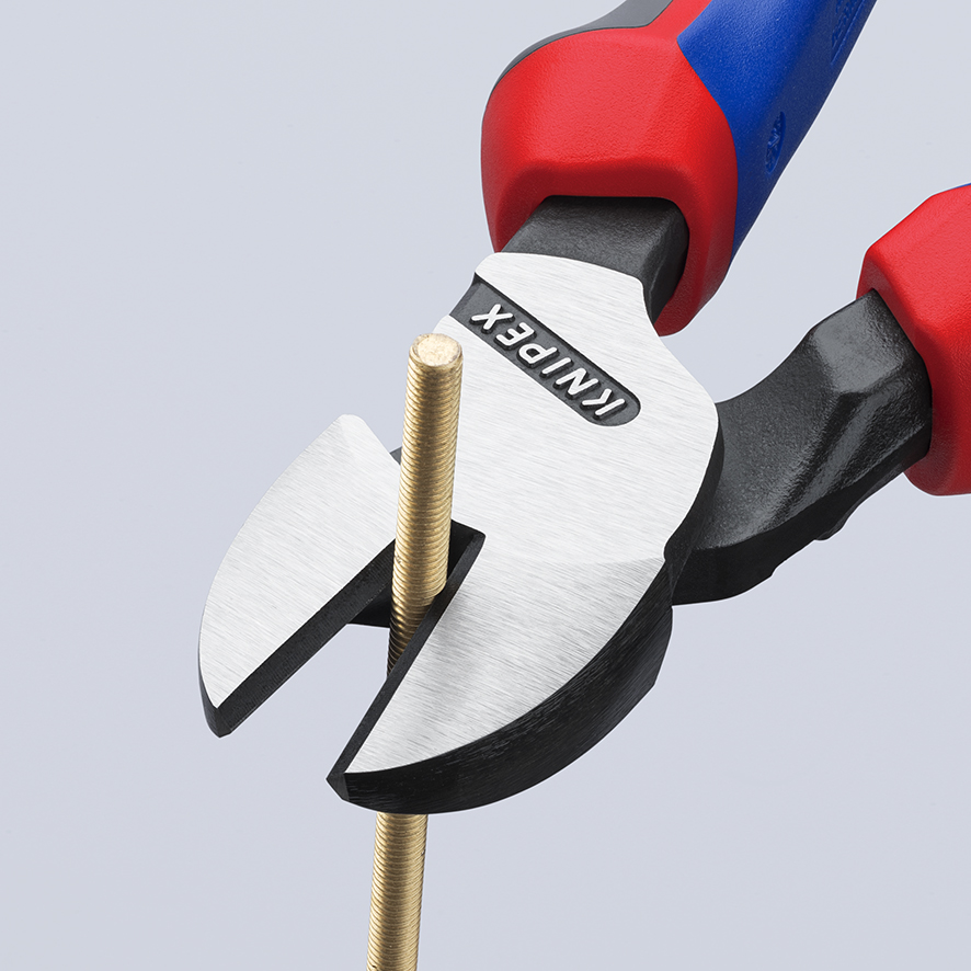 KNIPEX KNIPEX 74 02 200 SB Kraft-Seitenschneider 200 mm schwarz atramentiert mit Comfort-Griffen poliert