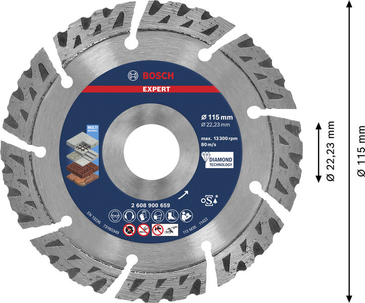 BOSCH EXPERT Multi Material Diamanttrennscheibe, 115x22,23 mm BOSCH EXPERT Multi Material Diamanttrennscheibe, 115x22,23 mm