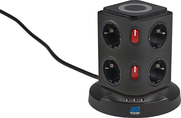 AS SCHWABE TECHNIKPRODUKTE Steckdosenturm, 8 fach, IP 20 AS SCHWABE TECHNIKPRODUKTE Steckdosenturm, 8 fach, IP 20