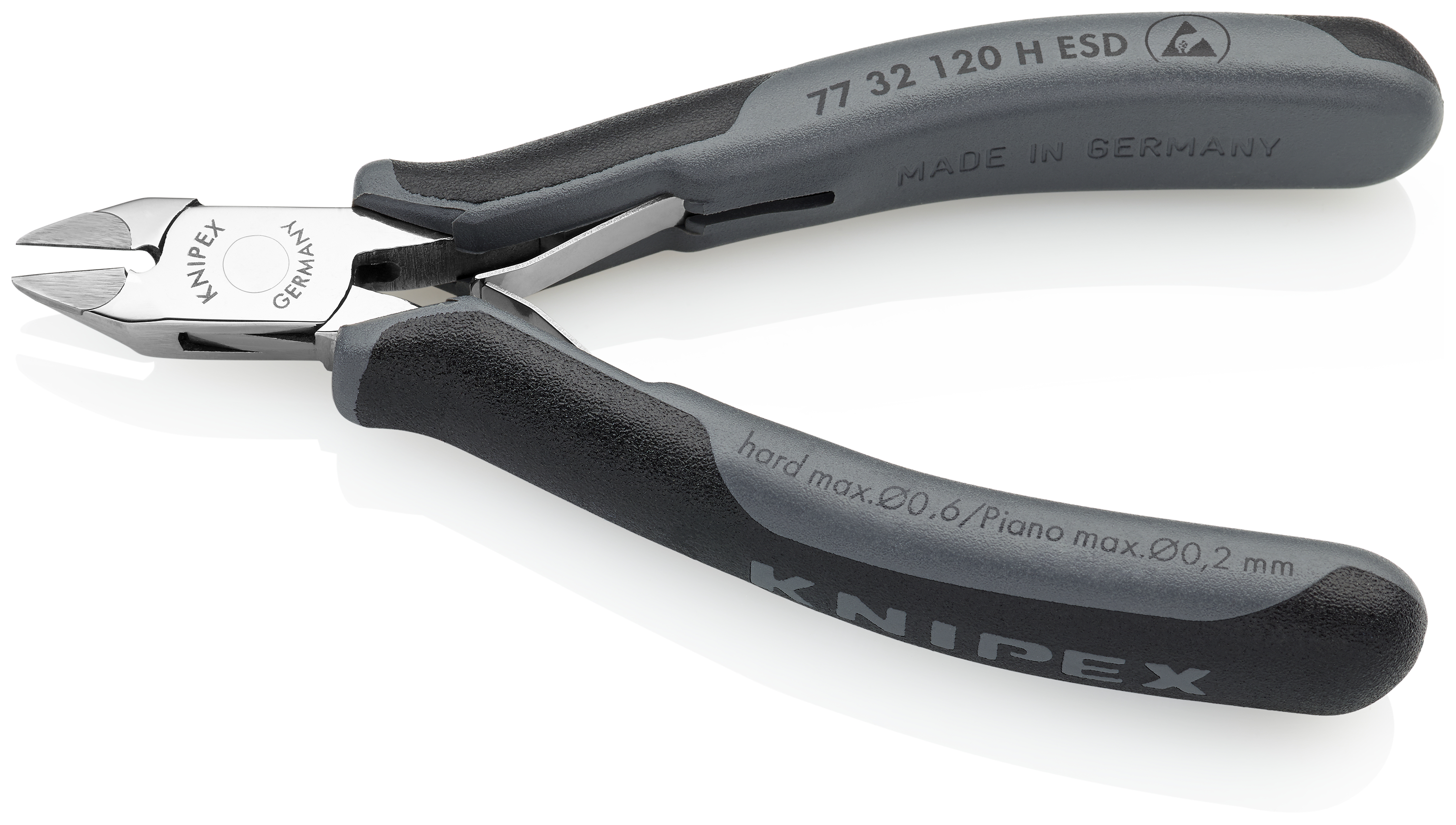 KNIPEX KNIPEX 77 32 120 H ESD Elektronik-Seitenschneider mit eingesetzter Hartmetallschneide ESD 120 mm mit Mehrkomponenten-Hüllen spiegelpoliert KNIPEX KNIPEX 77 32 120 H ESD Elektronik-Seitenschneider mit eingesetzter Hartmetallschneide ESD 120 mm mit Mehrkomponenten-Hüllen spiegelpoliert