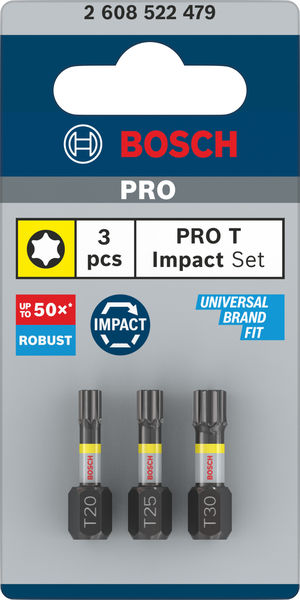 BOSCH PRO T Impact Bit Set, 25 mm, 3-tlg BOSCH PRO T Impact Bit Set, 25 mm, 3-tlg