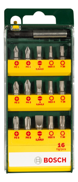 BOSCH 16-teiliges Schrauberbit-Set mit magnetischen Universalhalter