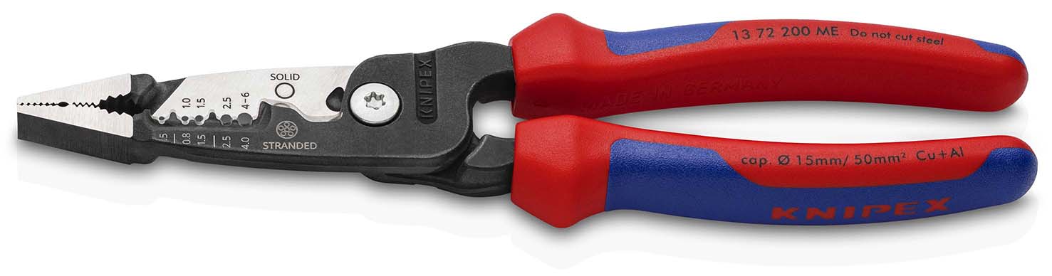 KNIPEX KNIPEX 13 72 200 ME Multifunktions-Elektrikerzange metrisches Modell 200 mm schwarz atramentiert mit Mehrkomponenten-Hüllen poliert KNIPEX KNIPEX 13 72 200 ME Multifunktions-Elektrikerzange metrisches Modell 200 mm schwarz atramentiert mit Mehrkomponenten-Hüllen poliert