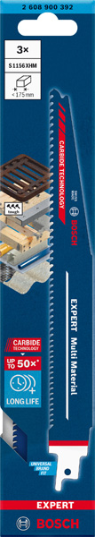 BOSCH EXPERT S1156XHM Multi Material Säbelsägeblatt, 3-tlg. BOSCH EXPERT S1156XHM Multi Material Säbelsägeblatt, 3-tlg.