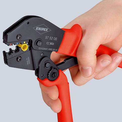KNIPEX KNIPEX 97 52 13 SB Crimpzange auch für Zweihandbedienung 250 mm brüniert mit rutschhemmenden Kunststoff-Hüllen brüniert