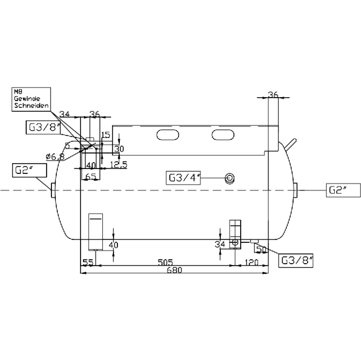 AIRCRAFT Druckluftbehälter ACDB 75/13 H MK mit Konsole AIRCRAFT Druckluftbehälter ACDB 75/13 H MK mit Konsole