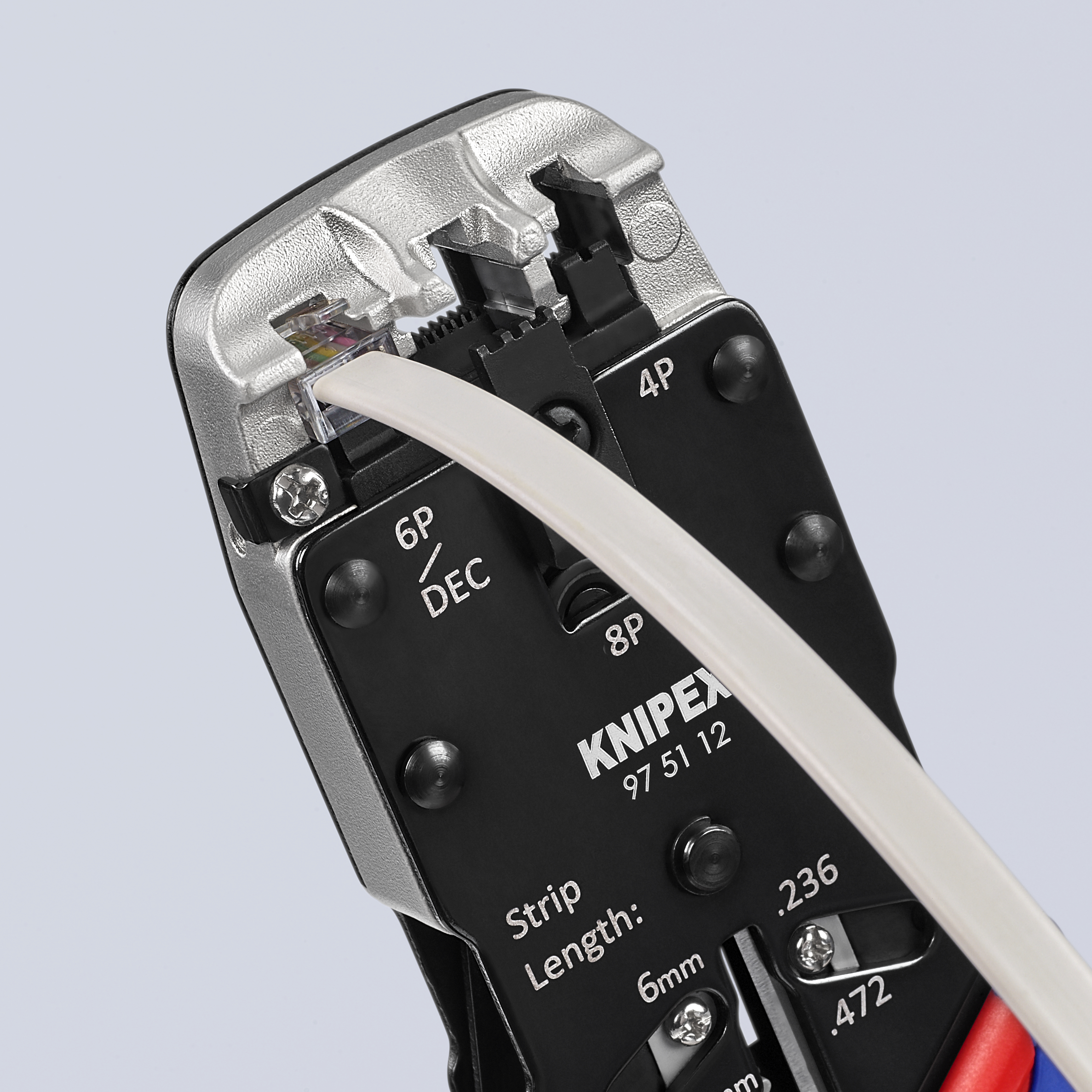 KNIPEX KNIPEX 97 51 12 SB Crimpzange für Westernstecker 200 mm brüniert mit Mehrkomponenten-Hüllen