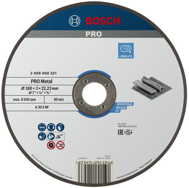 BOSCH PRO Metal Trennscheibe, 180 x 3 x 22.23 mm, gerade, oSa