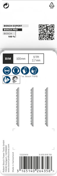 BOSCH PRO Hardwood clean T101BF Stichsägeblatt, 100 mm, 3-tlg. BOSCH PRO Hardwood clean T101BF Stichsägeblatt, 100 mm, 3-tlg.