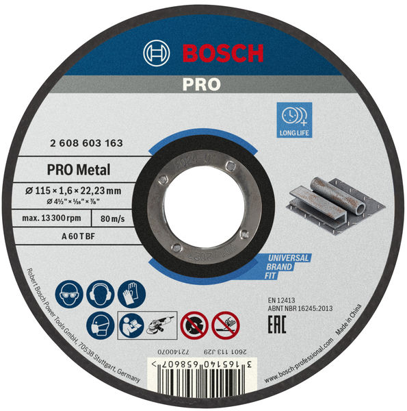 BOSCH PRO Metal Trennscheibe, 115 x 1.6 x 22.23 mm, gerade
