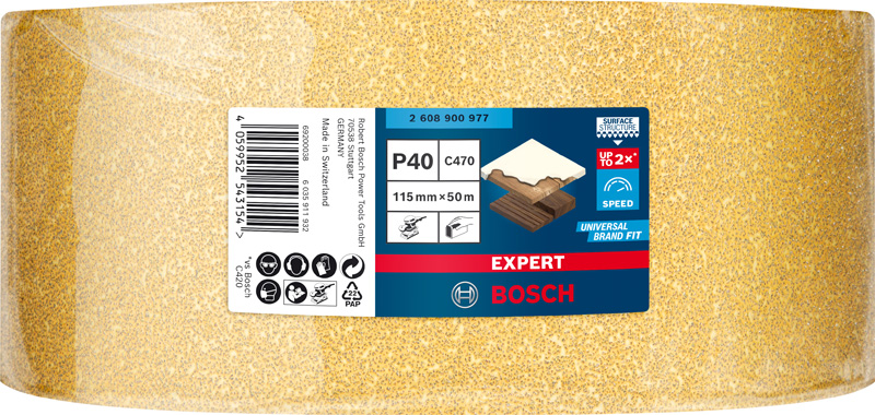 BOSCH EXPERT C470 Schleifrolle, 115mmx50m, K40, keine Löcher BOSCH EXPERT C470 Schleifrolle, 115mmx50m, K40, keine Löcher