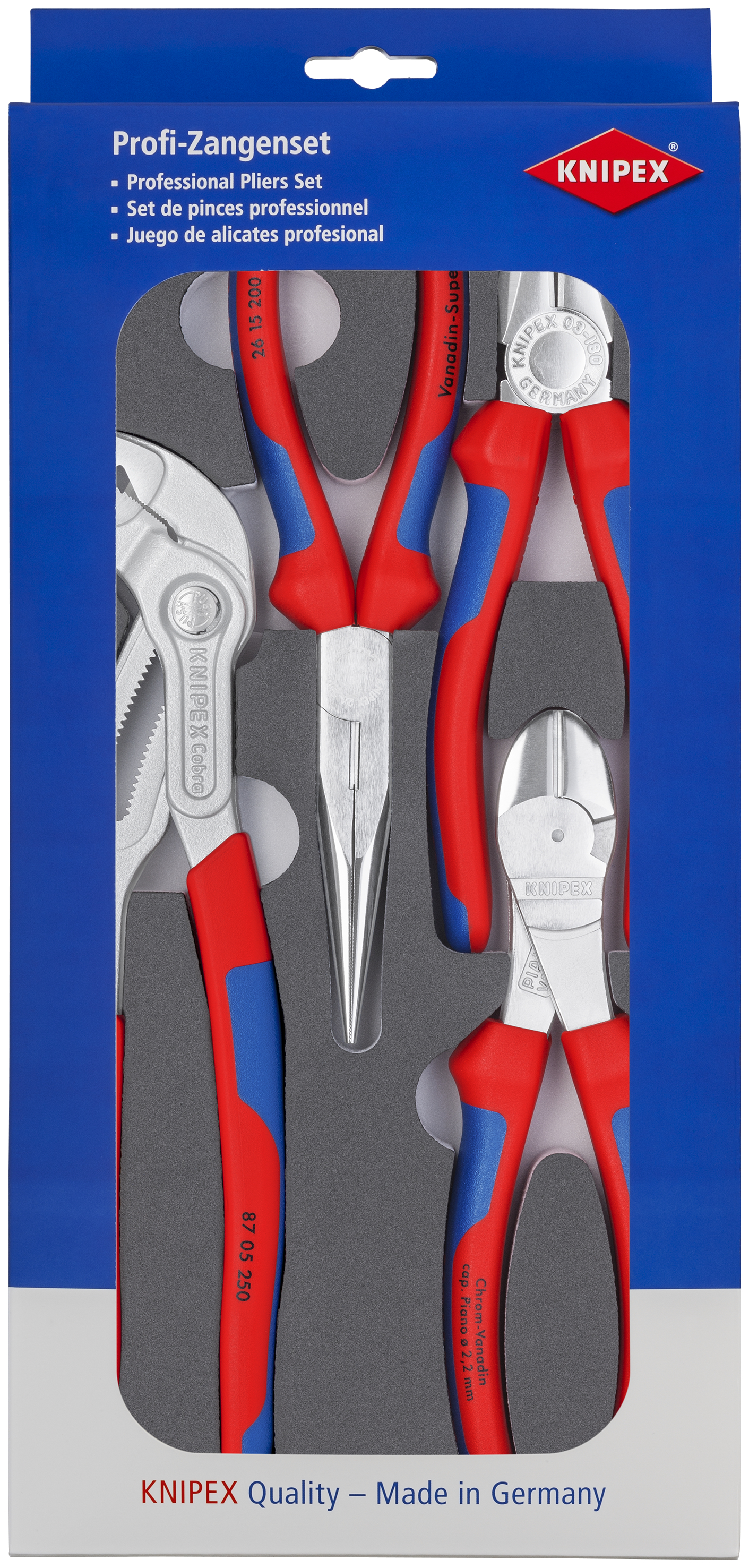 KNIPEX Zangen-Satz Basic verchromt mit Schaumeinlage 4-teilig KNIPEX Zangen-Satz Basic verchromt mit Schaumeinlage 4-teilig