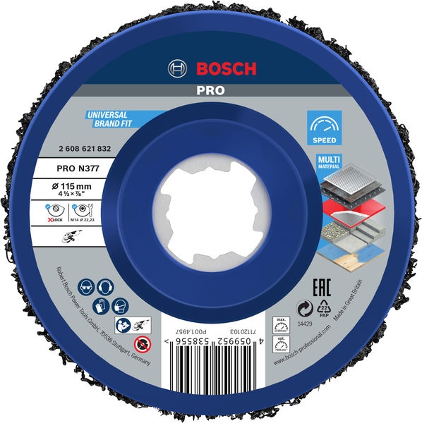 BOSCH PRO N377 Reinigungsscheibe, 115 mm, 22.23 mm, X-Lock BOSCH PRO N377 Reinigungsscheibe, 115 mm, 22.23 mm, X-Lock