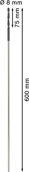 BOSCH PRO Wood HSS Installationsbohrer, 8 x 75 x 600 mm