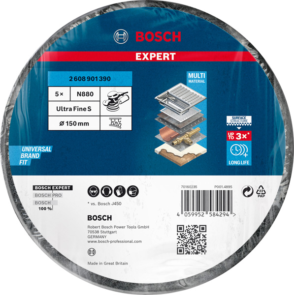 BOSCH EXPERT N880 Vliesscheibe, 150mm, K800, 5-tlg. BOSCH EXPERT N880 Vliesscheibe, 150mm, K800, 5-tlg.
