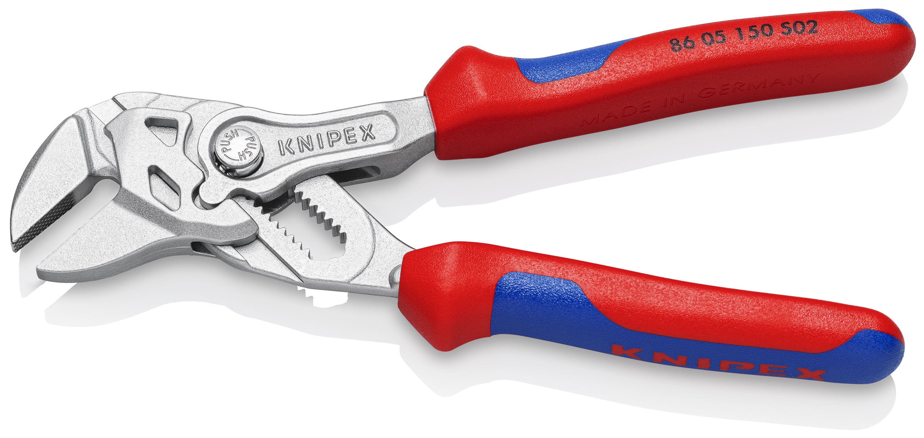KNIPEX KNIPEX 86 05 150 S02 Zangenschlüssel mit aufgerauten Backen 150 mm verchromt mit Mehrkomponenten-Hüllen KNIPEX KNIPEX 86 05 150 S02 Zangenschlüssel mit aufgerauten Backen 150 mm verchromt mit Mehrkomponenten-Hüllen