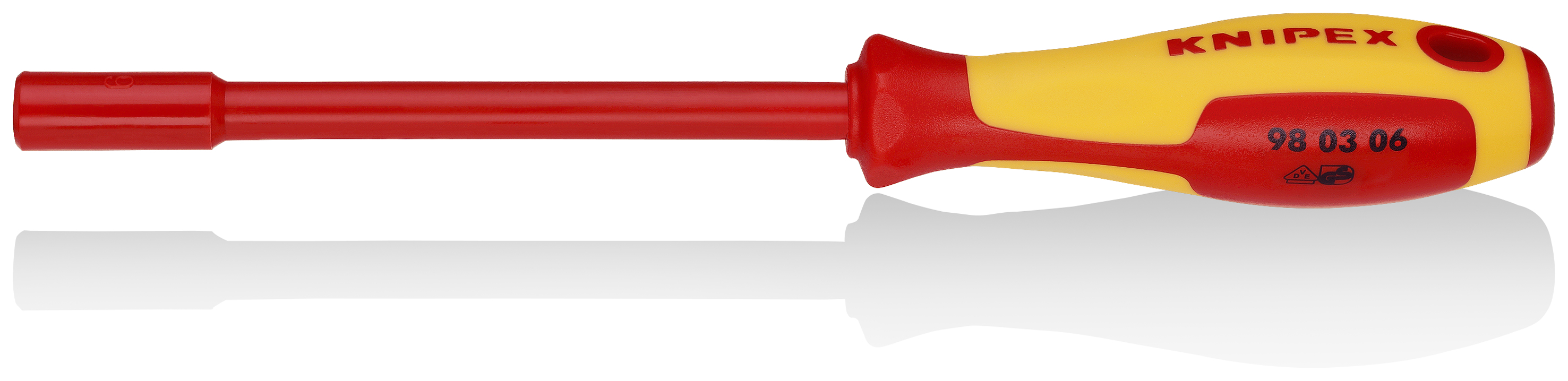 KNIPEX KNIPEX 98 03 06 Steckschlüssel mit Schraubendreher-Griff 232 mm brüniert isoliert mit Mehrkomponenten-Hüllen, VDE-geprüft