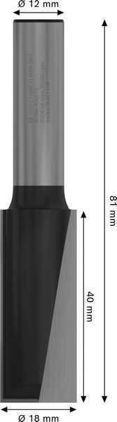 BOSCH PRO Nutfräser, zweischneidig, Ø 18 x L 40, Schaft 12 mm BOSCH PRO Nutfräser, zweischneidig, Ø 18 x L 40, Schaft 12 mm
