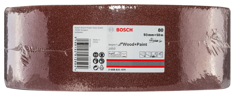 BOSCH Schleifblatt J450 Expert for Wood and Paint, 93 mm x 50 m, G80 BOSCH Schleifblatt J450 Expert for Wood and Paint, 93 mm x 50 m, G80