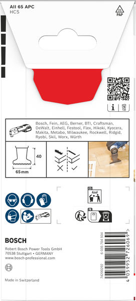 BOSCH AII 65 APC Holz Tauchsägeblatt, Starlock, 65 x 40 mm BOSCH AII 65 APC Holz Tauchsägeblatt, Starlock, 65 x 40 mm