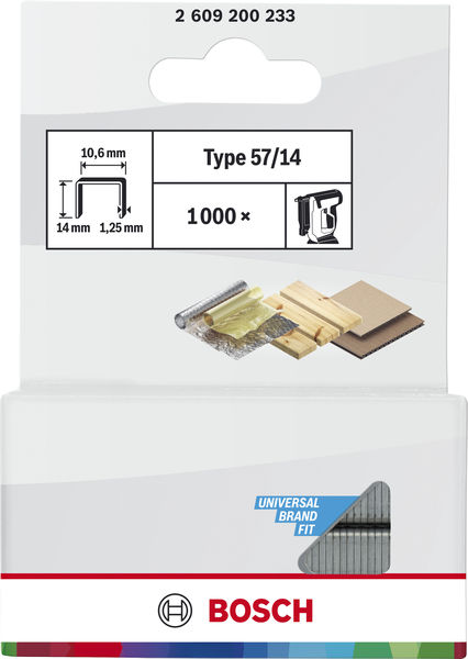 BOSCH Flachdrahtklammer Typ 57, 10,6 x 1,25 x 14 mm, 1000er-Pack BOSCH Flachdrahtklammer Typ 57, 10,6 x 1,25 x 14 mm, 1000er-Pack