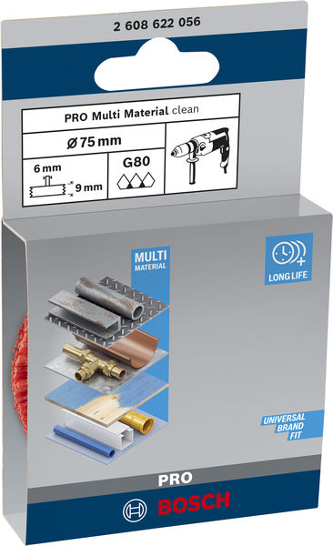 BOSCH PRO Multi Material clean Scheibenbürste, gerader Schaft, 75 x 1 mm