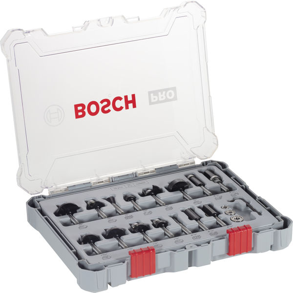 BOSCH PRO Fräsersatz gemischt, Schaft 1/4", 15-tlg