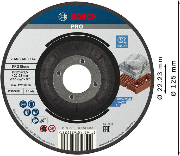 BOSCH PRO Stone Trennscheibe, 125 x 2,5 x 22,23 mm