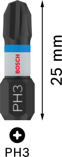 BOSCH PRO Phillips Impact Bit, PH3, 25 mm, 2-tlg. BOSCH PRO Phillips Impact Bit, PH3, 25 mm, 2-tlg.
