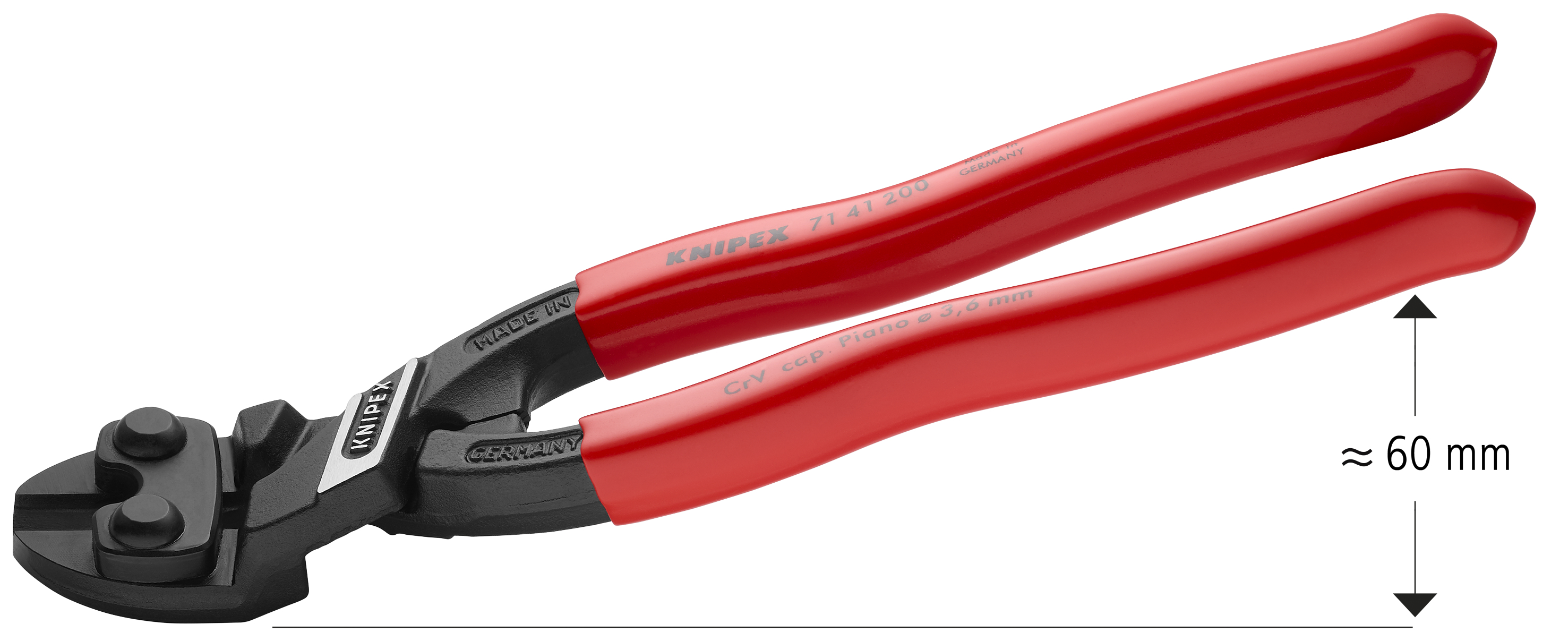 KNIPEX KNIPEX 71 41 200 CoBolt® Kompakt-Bolzenschneider 200 mm schwarz atramentiert mit Kunststoff überzogen