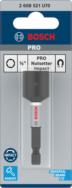 BOSCH PRO Nutsetter Impact , 1/2" x 65 mm, 2 9/16" x 65 mm BOSCH PRO Nutsetter Impact , 1/2" x 65 mm, 2 9/16" x 65 mm