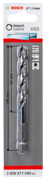 BOSCH HSS Spiralbohrer mit Sechskantschaft 7,0 mm BOSCH HSS Spiralbohrer mit Sechskantschaft 7,0 mm