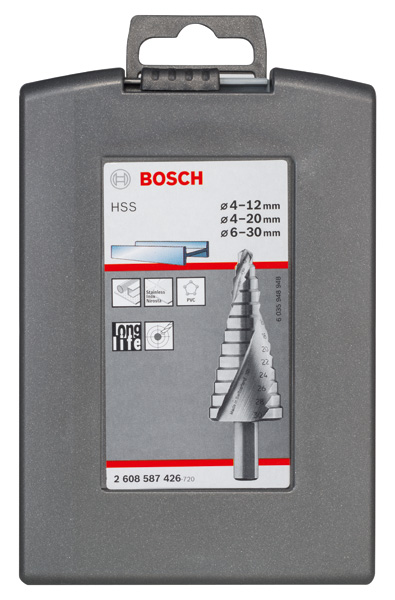 BOSCH HSS-Stufenbohrerset, 3-tlg., 4-12/4-20/6-30