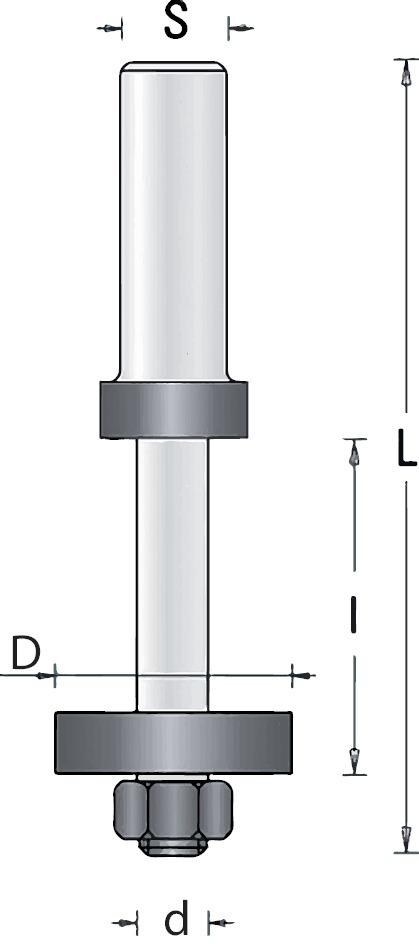 GUHDO Aufnahmedorn einteilig mit Anlauflager D16 d8 S8