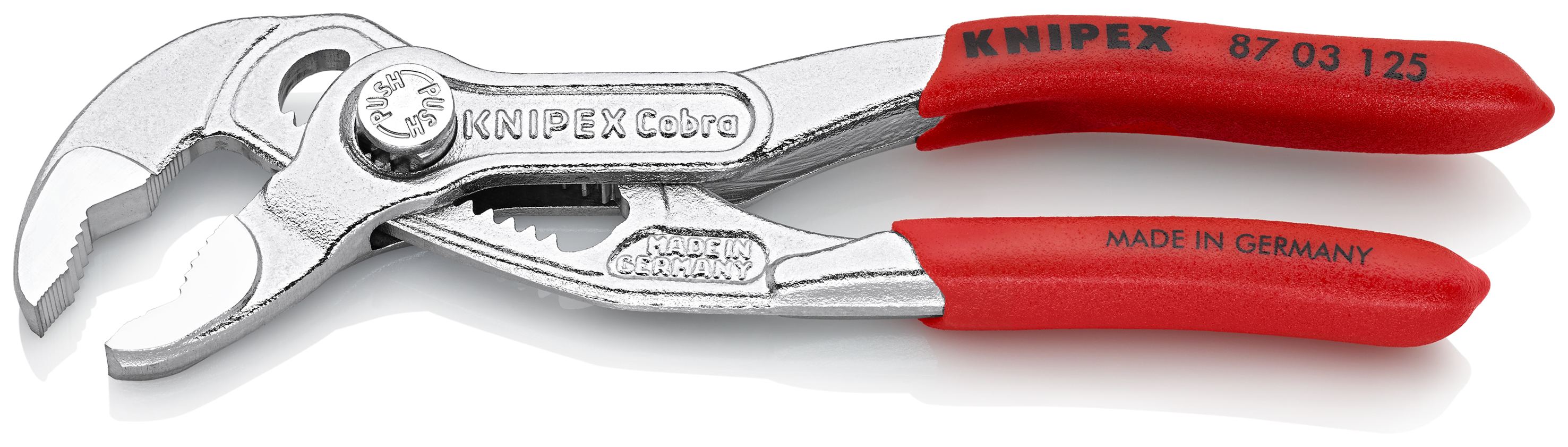 KNIPEX KNIPEX 87 03 125 Cobra® Hightech-Wasserpumpenzange 125 mm verchromt mit rutschhemmendem Kunststoff überzogen KNIPEX KNIPEX 87 03 125 Cobra® Hightech-Wasserpumpenzange 125 mm verchromt mit rutschhemmendem Kunststoff überzogen