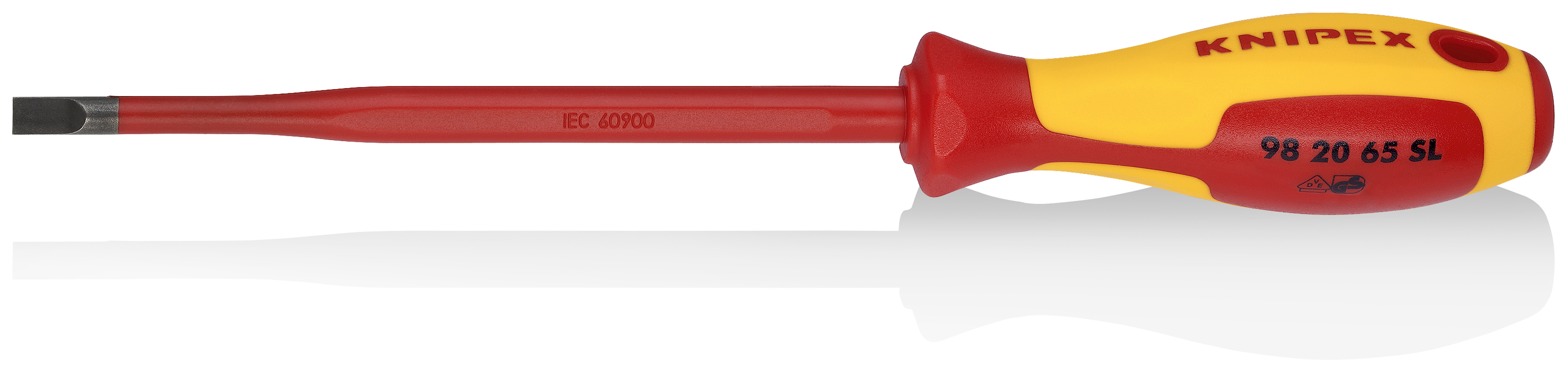 KNIPEX KNIPEX 98 20 65 SL Schraubendreher (Slim) für Schlitzschrauben 262 mm brüniert isolierender Mehrkomponenten-Griff, VDE-geprüft
