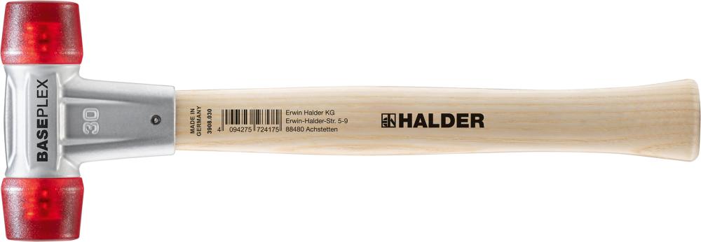 HALDER Baseplex-Schonhammer mit Zinkdruckguss-Gehäuse und Holzstiel, Ø30mm HALDER Baseplex-Schonhammer mit Zinkdruckguss-Gehäuse und Holzstiel, Ø30mm