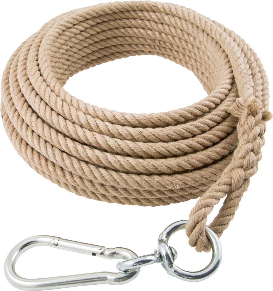NEUTRAL Multifunktionsseil 20 mm,10 m lang, beigebraun, mit Schlaufe, Kuhwirbel, Karabinerhaken