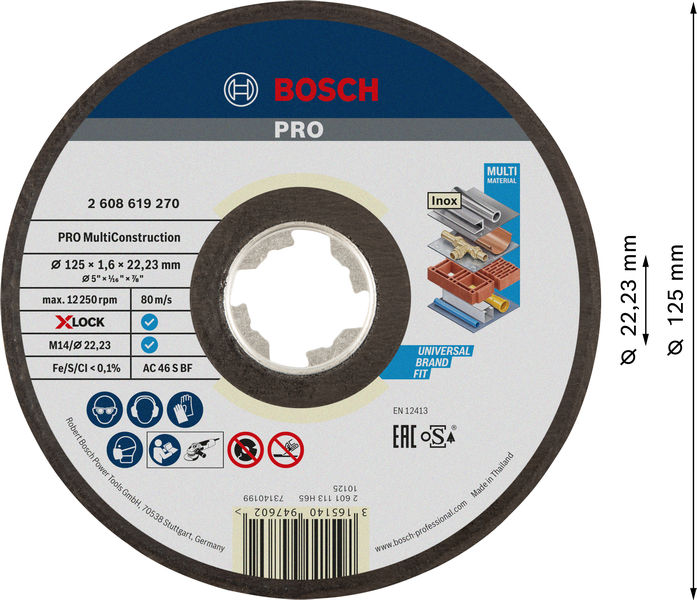 BOSCH X-LOCK Multi Material 125 x 1,6 x 22,23 Trennscheibe gerade